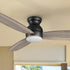 The Smafan Trendsetter Smart Ceiling Fan with 3 blades and a 60-inch blade sweep with a flush mounted motor case and tropical inspired blades.