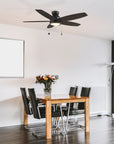 Refined dining room decor featuring the Treyton 52 inch Pull Chain Ceiling Fan with Light Kit.