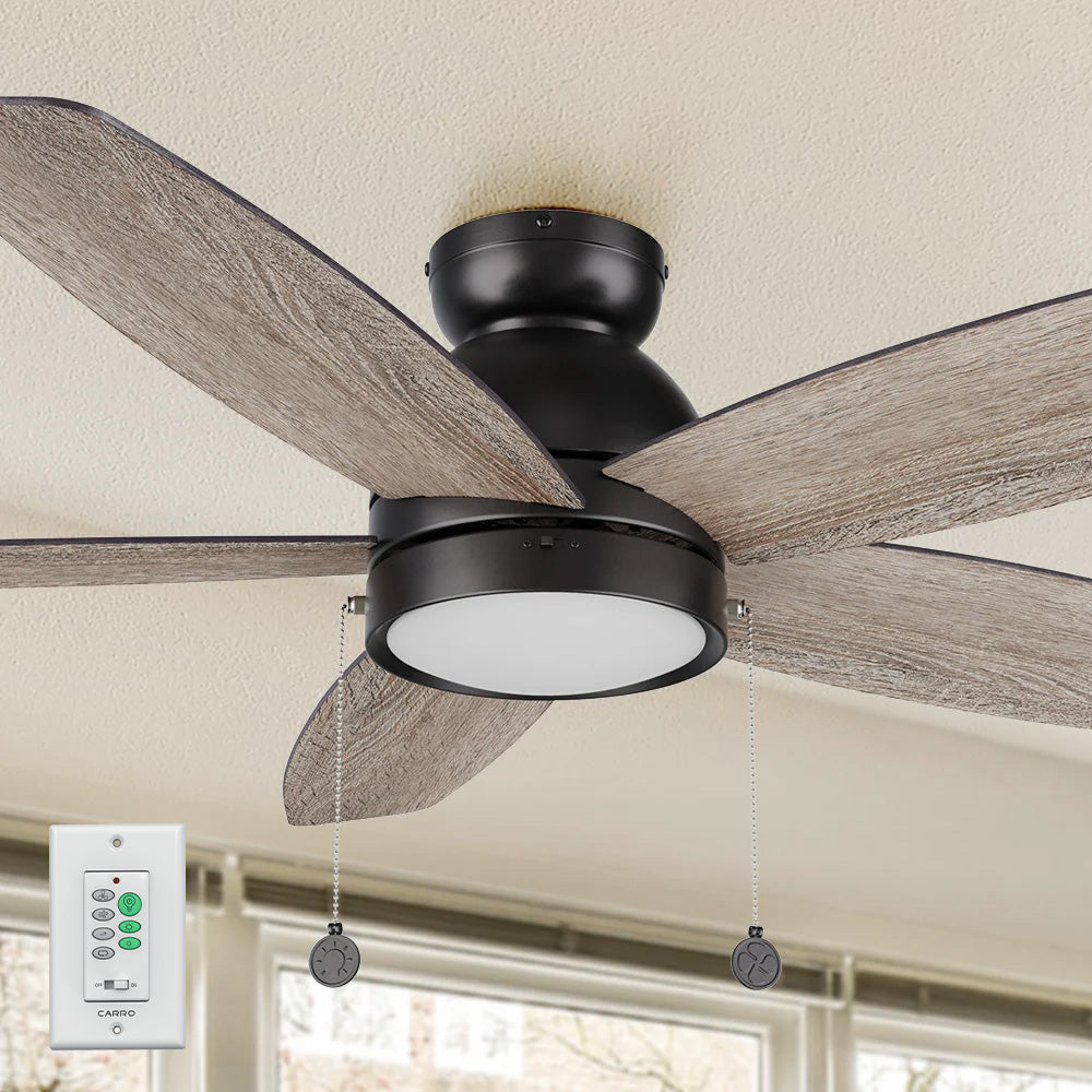 A pristine dark wood exterior, elegant plywood blades, and a charming LED lighting come together to create the subtle yet refined Treyton 52 inch pull chain ceiling fan.