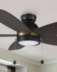 A pristine dark wood exterior, elegant plywood blades, and a charming LED lighting come together to create the subtle yet refined Treyton 52 inch pull chain ceiling fan.