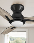 Carro Vant 44 inch ceiling fan with light, low profile design, 3 wooden plywood blades and an integrated 4000K LED cool light.