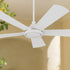 Smafan Wilkes 52 inch smart ceiling fan designed with pure white finish, elegant plywood blades, glass shade and integrated 4000K LED daylight.