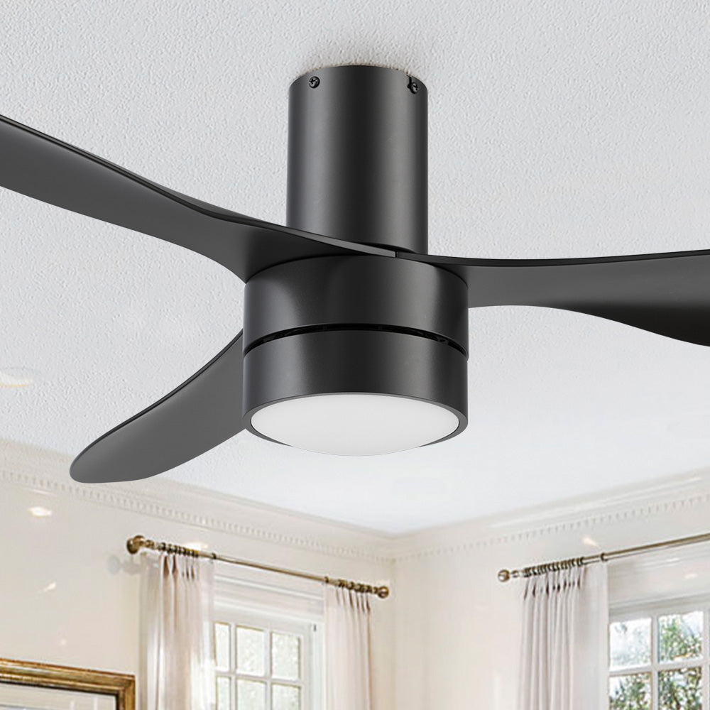 Carro Xander 52 inch ceiling fan with black finish, strong ABS blades and integrated 4000K LED cool light.