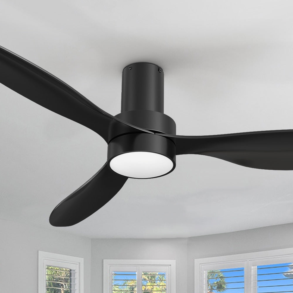 Carro Xander 52 inch ceiling fan with black finish, strong ABS blades and integrated 4000K LED cool light.