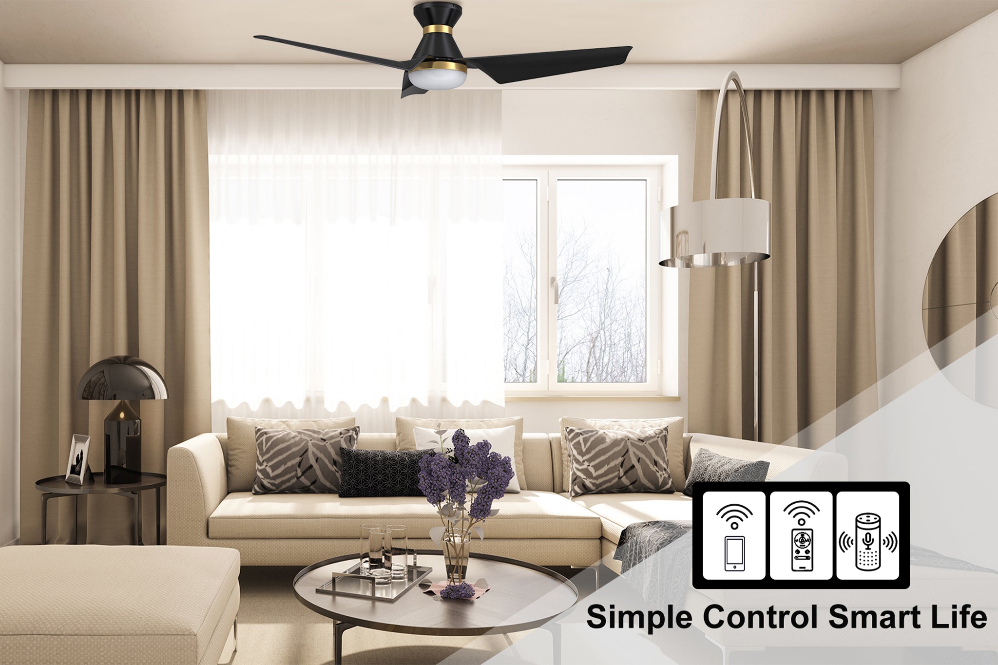 Smafan-Jett-52-Outdoor-Flush-Mount-Google-Assistant-Fan-with-LED-Light-Kit