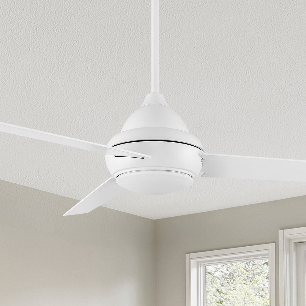 Smafan Konfor 52 inch ceiling fans design with white finish, elegant plywood fan blades and integrated 3000K LED warmlight.