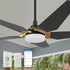 Smafan Voyager2 52 inch smart ceiling fan designs with black and gold finish, elegant plywood blades, glass shade and has an integrated 4000K LED daylight.