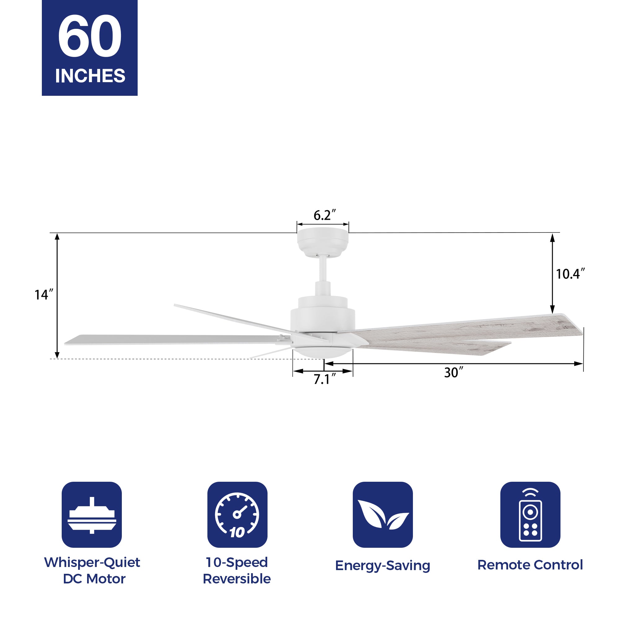 Carro Welland 60-inch ceiling fans with remote, featuring with 10-speed dc motor, whisper-quiet and energy-efficient.