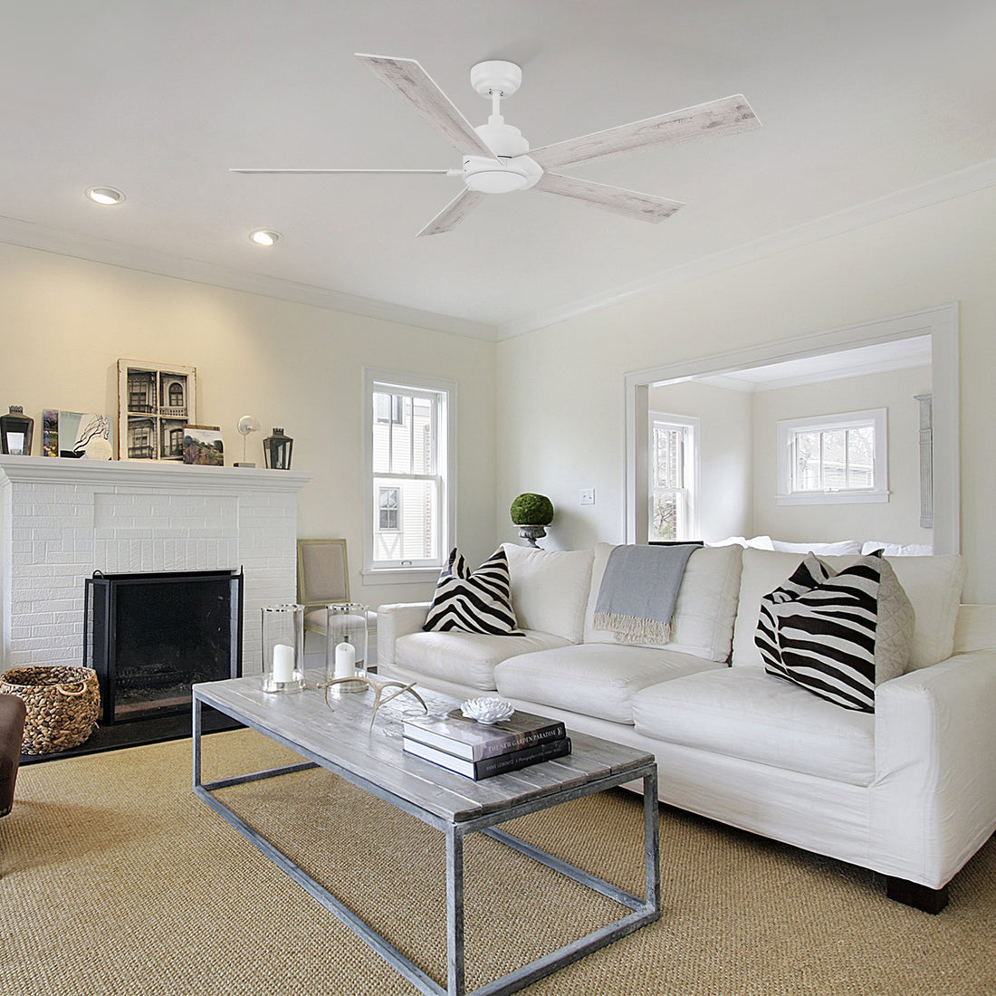 Carro Welland 60 inch remote control ceiling fans boasts a simple design with a White finish and elegant Plywood blades, will keep your living room cool and stylish.
