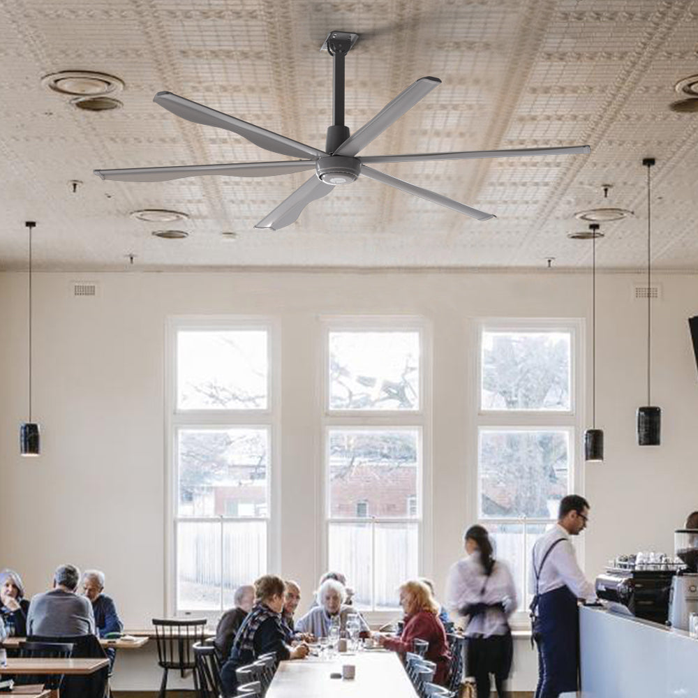 10ft commercial ceiling fan installed in restaurant.
