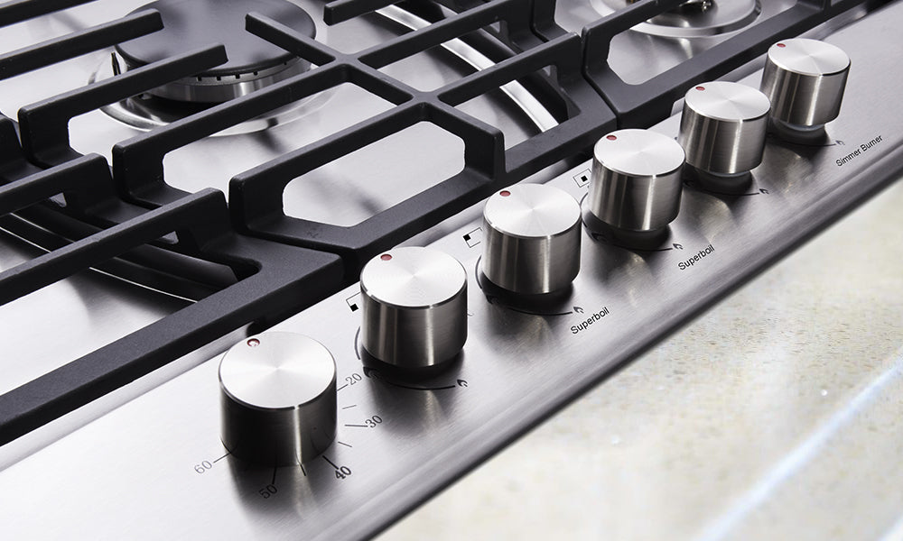 Gas stove with time control setting’ s knob and other function knobs