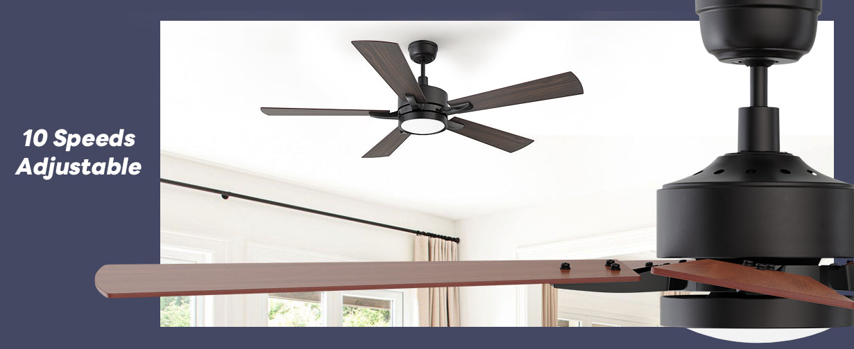 10 speeds adjustable remote ceiling fan
