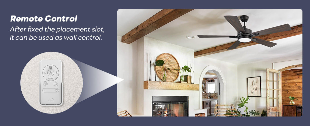 ceiling fan with remote control, also can be used as wall control