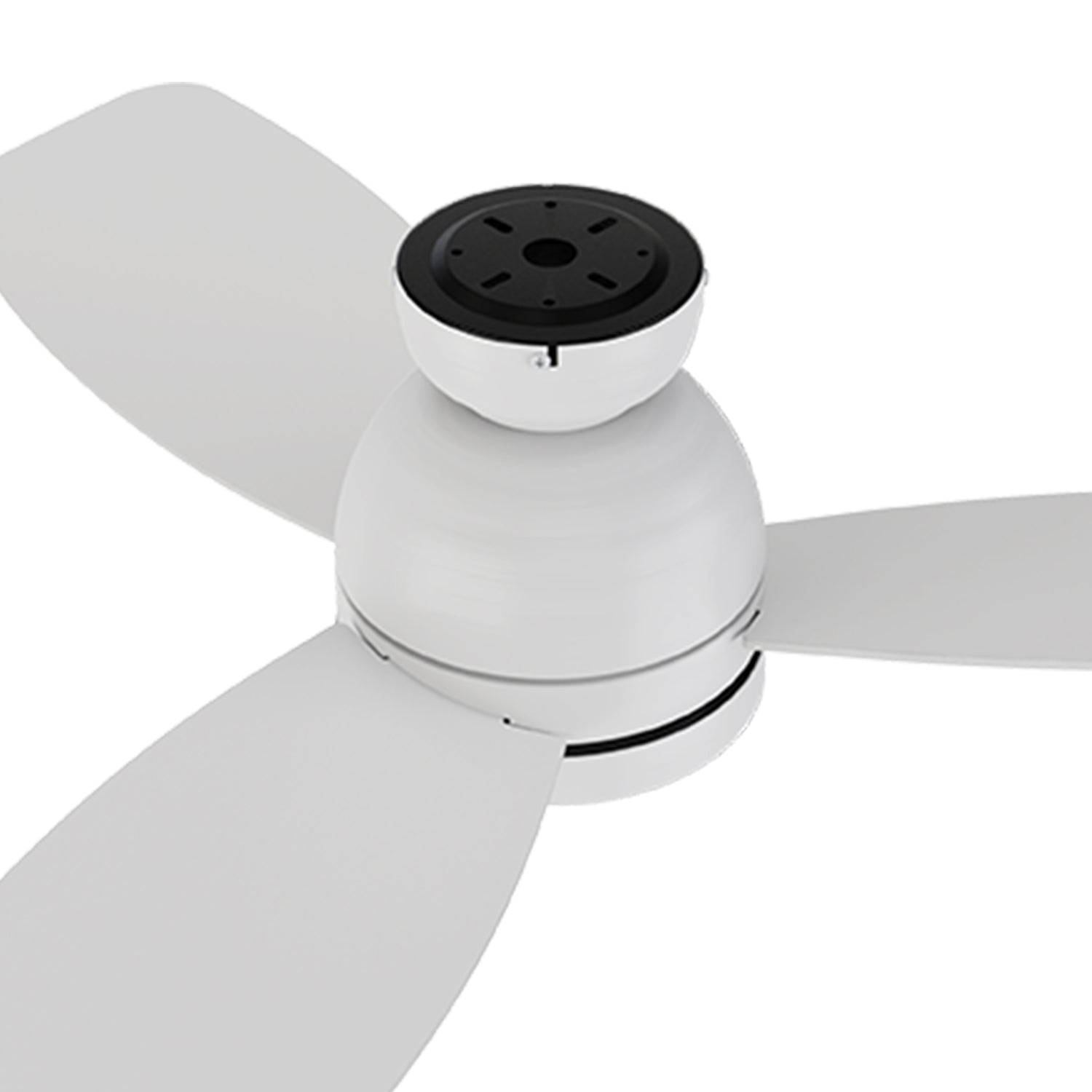 44 inch white Remote ceiling fan with top flush mounting design.