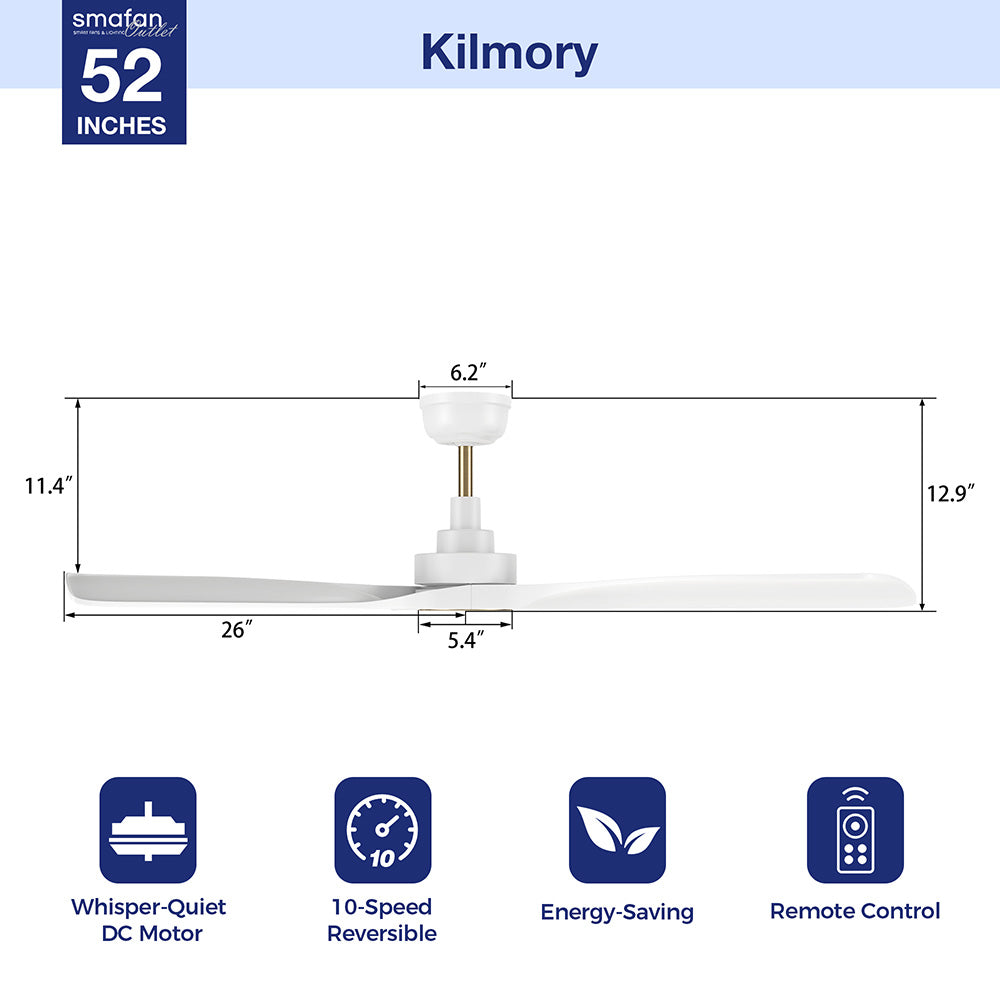 This Kilmory 52" ceiling fan keeps your space cool and stylish. It is a soft modern masterpiece perfect for your large indoor living spaces. This ceiling fan is a simplicity designing with Black finish, use very strong ABS blades. The fan features Remote control to set fan preferences.