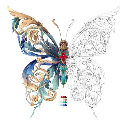 Embroidery painting draft detail about a butterfly