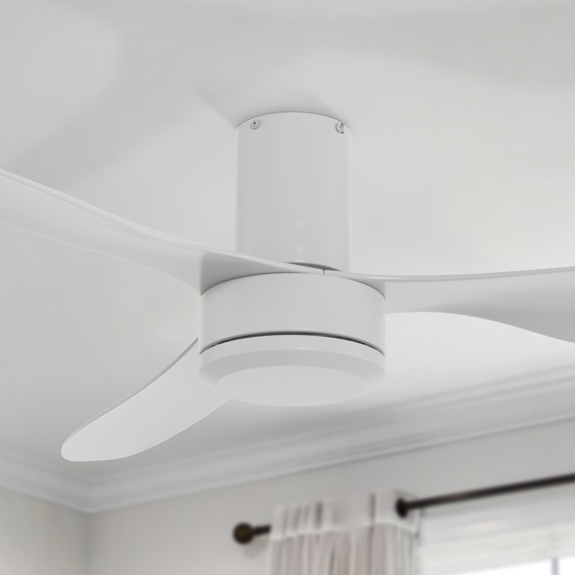 Flush mounted luxury with the 52in Ceiling Fan. Reversible DC motor, modern design, and durable ABS blades.