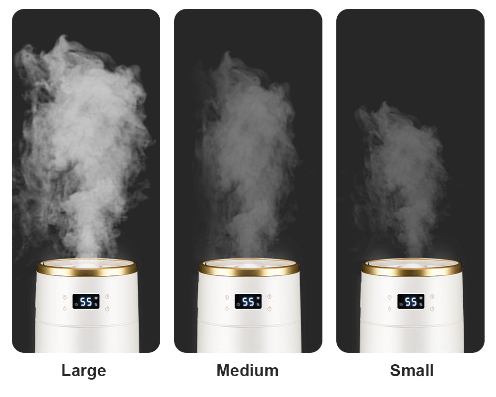 White samrt humidifier with three levels variable speed .