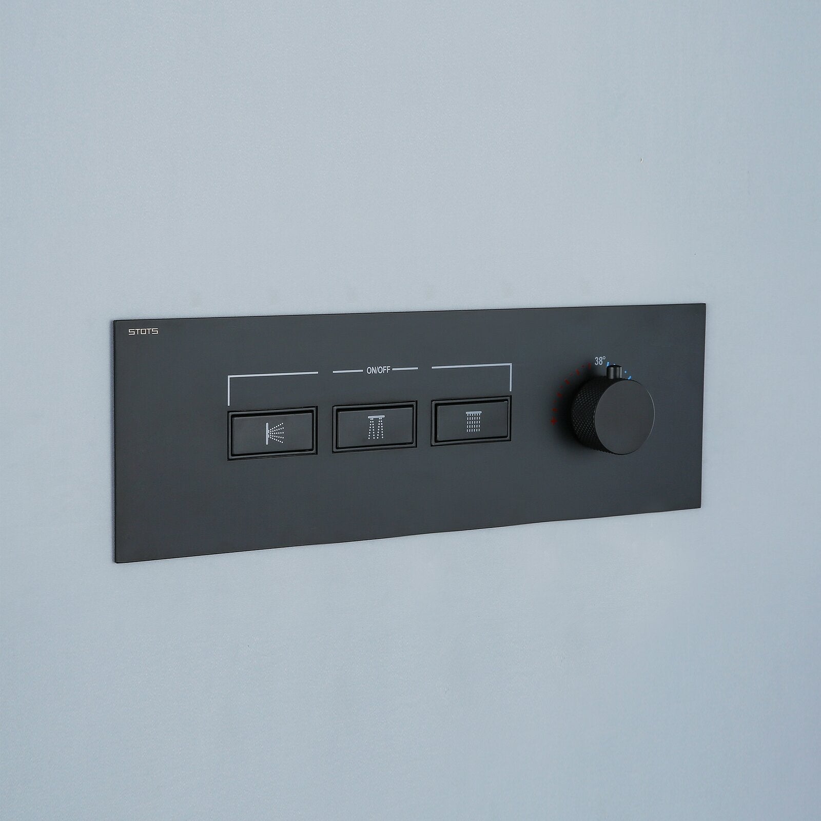 Foni Thermostatic Rainfall & Waterfall Combo Shower System in Matte Black