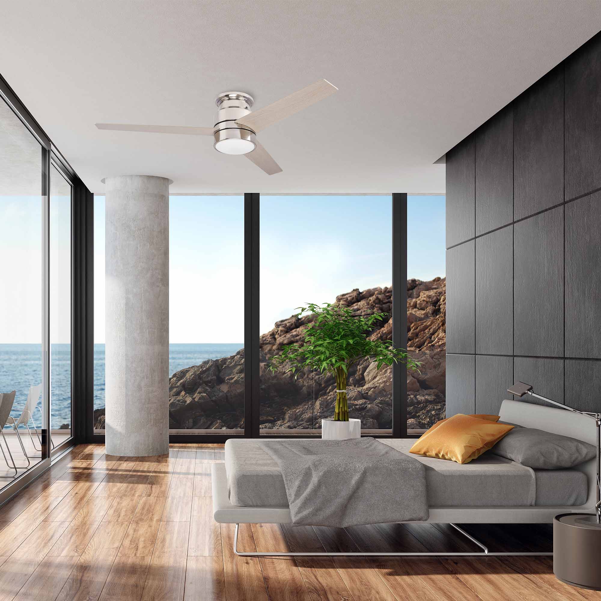 Smafan Ranger Smart Ceiling Fan blends elegantly into its surroundings while providing a cooling effect and strong airflow that large indoor living spaces need. Ranger’s energy-efficient LED light kit has 3000 lumens and lasts over 50000+ hours and its warm soft white light creates an inviting space. Ranger’s energy-efficient and completely silent motor provides a comfortable environment for any indoor spaces.