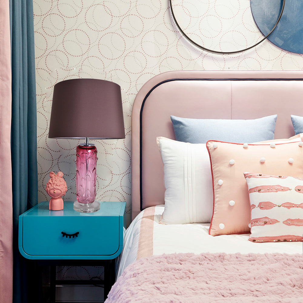 Carro Home Hyacinth Sculpted Translucent Glass Accent Table Lamp 27" - Rouge Pink/Chocolate Brown