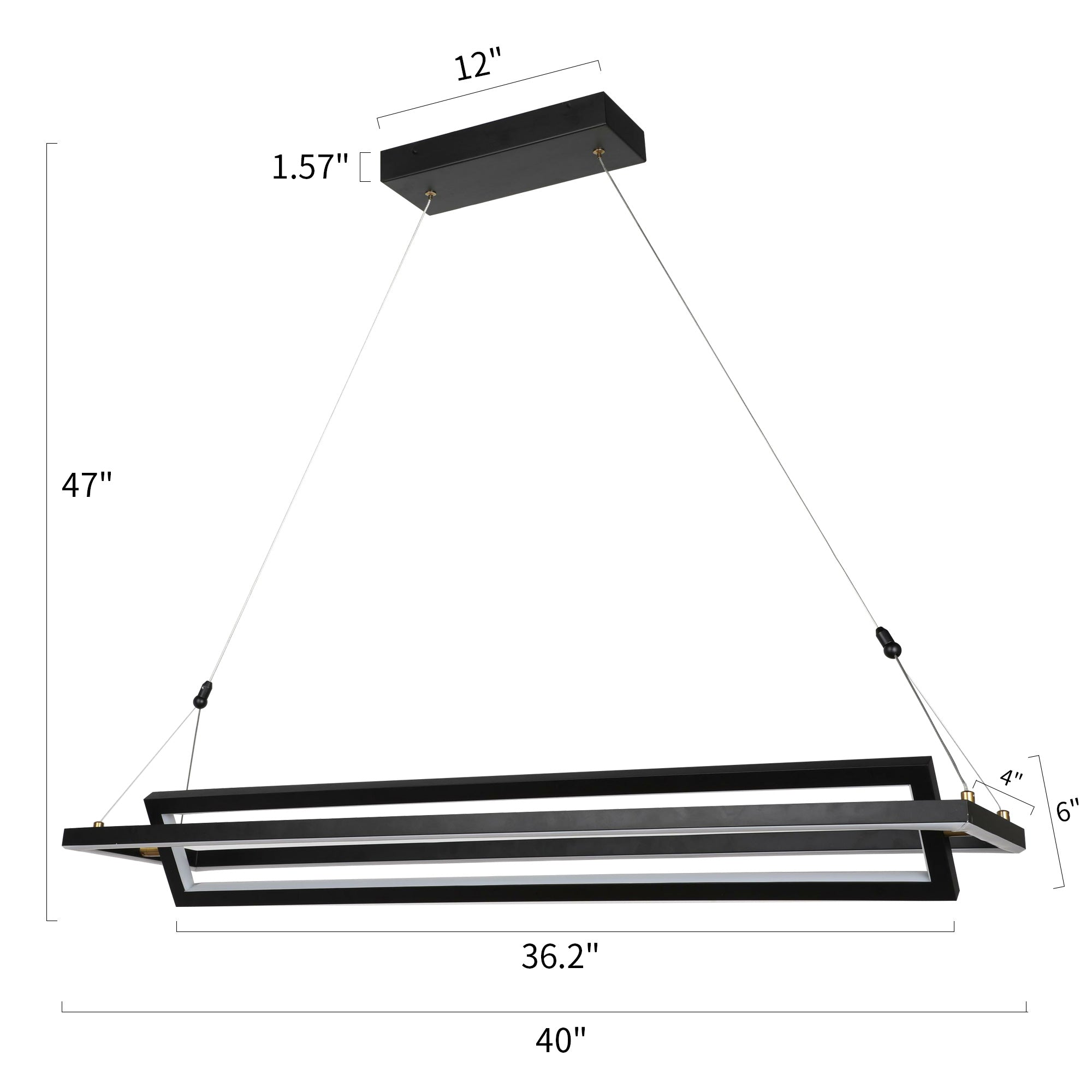 Smafan Bristol Contemporary America Modern/Industrial/Vintage LED Rectangle Pendant Light,this black light LED hanginig light with geometric integrated into the design,using two simple rectangles to outline the spiritual space,everywhere has a simple and extraordinary fashion sense.It is a good decor to your house by this rectangle pendant light fixture.It is specially designed to have a universal head,the frame can be folded and can be rotated 360°.