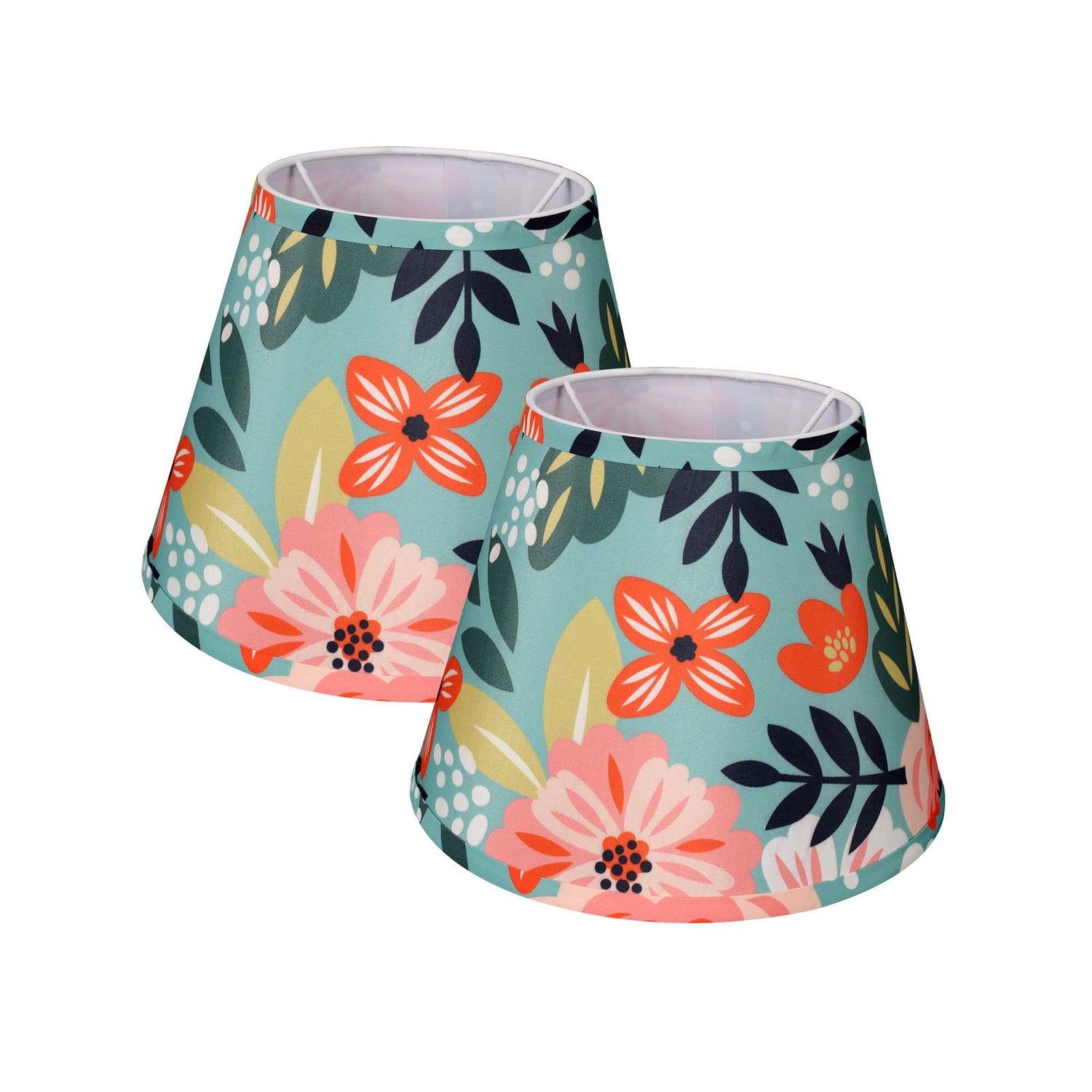 Carro Home Floral Collection Limited Edition Round Empire Shape Lamp Shade 6"x10"x7.5" – Tropical Flowers (Set of 2)