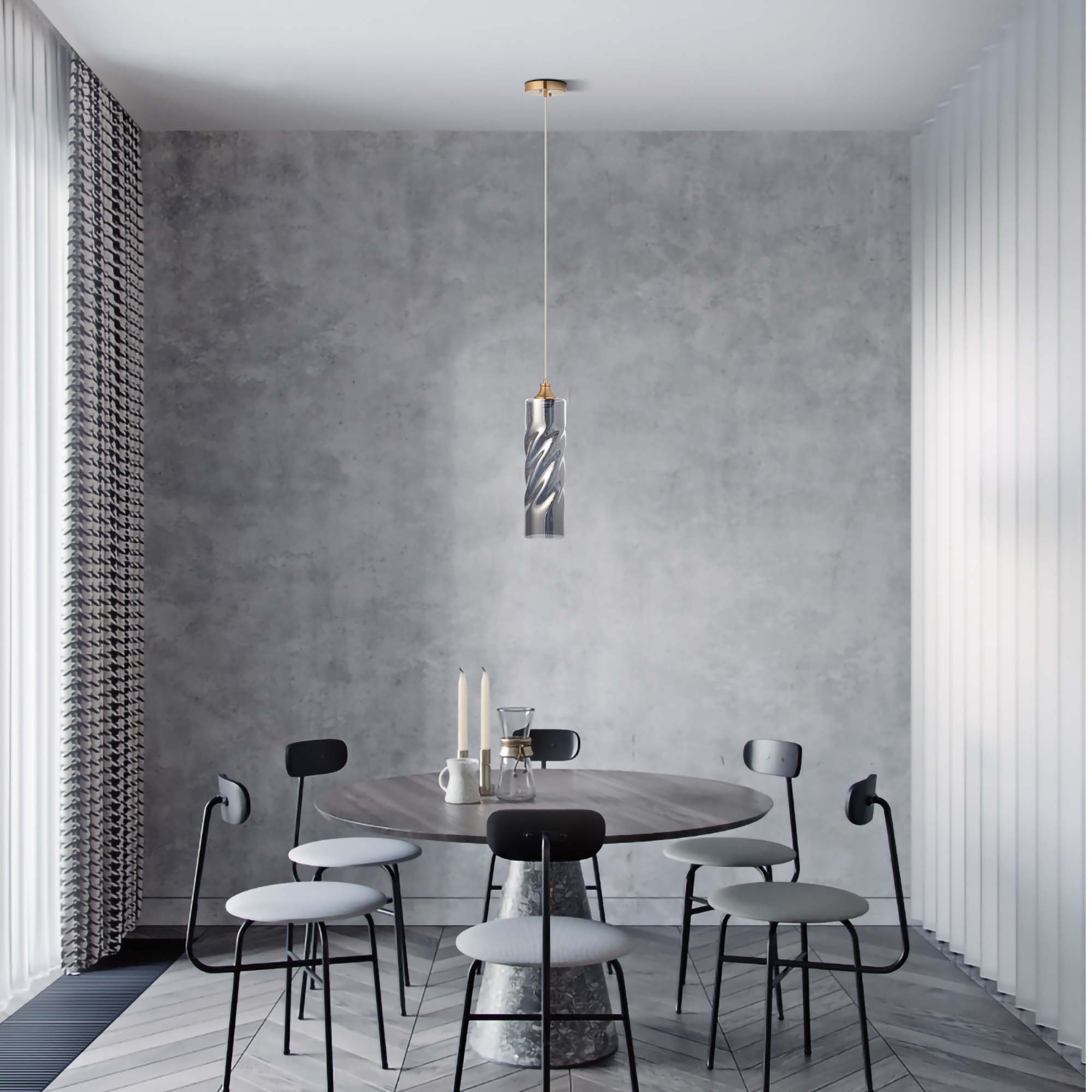 Carro Home Gemini Ombre Glass Pendant Light - Smoker Gray Adjustable Height