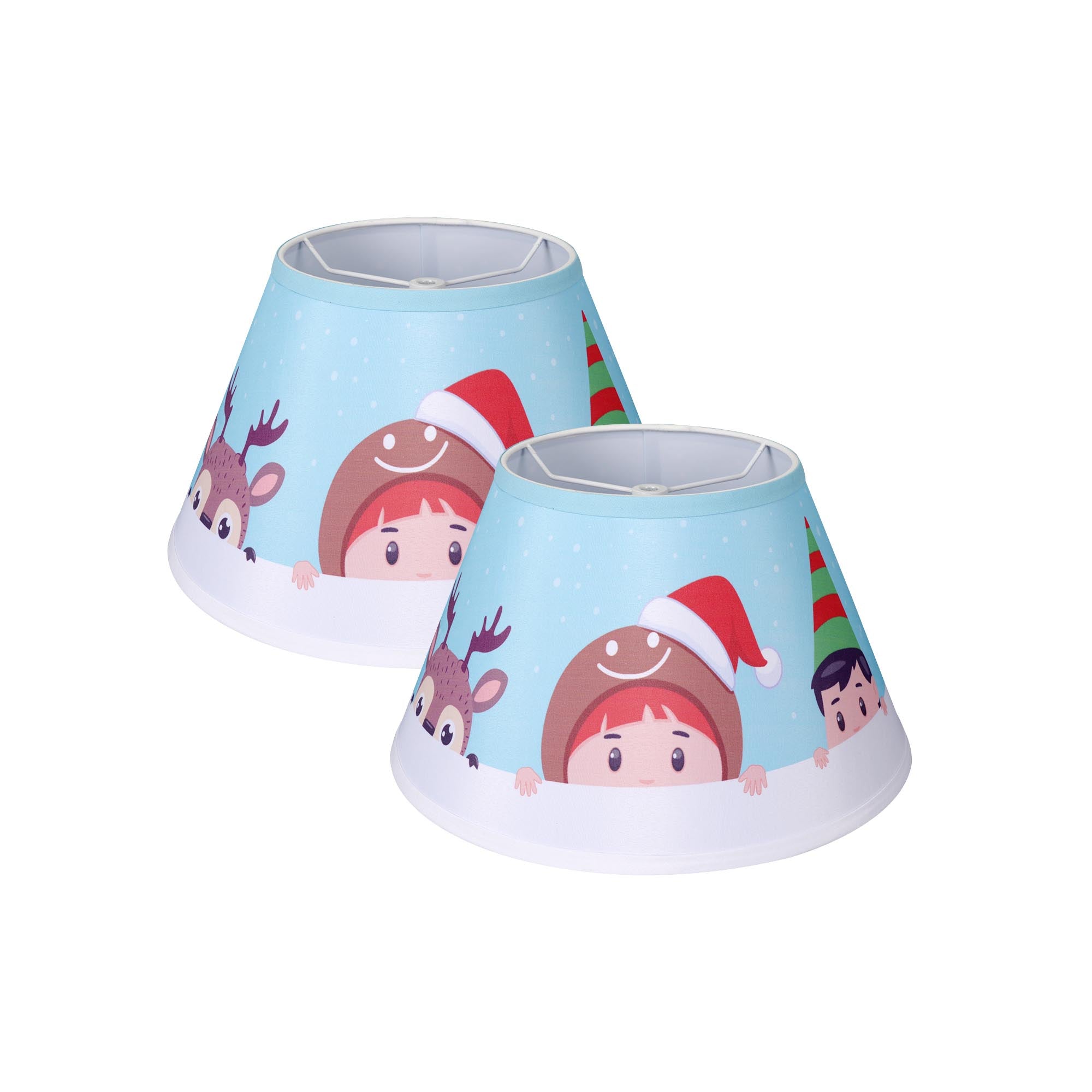 Carro Home Holiday Collection Limited Edition Round Empire Shape Lamp Shade 7"x13"x7.8"– Sleigh of Friends (Set of 2)
