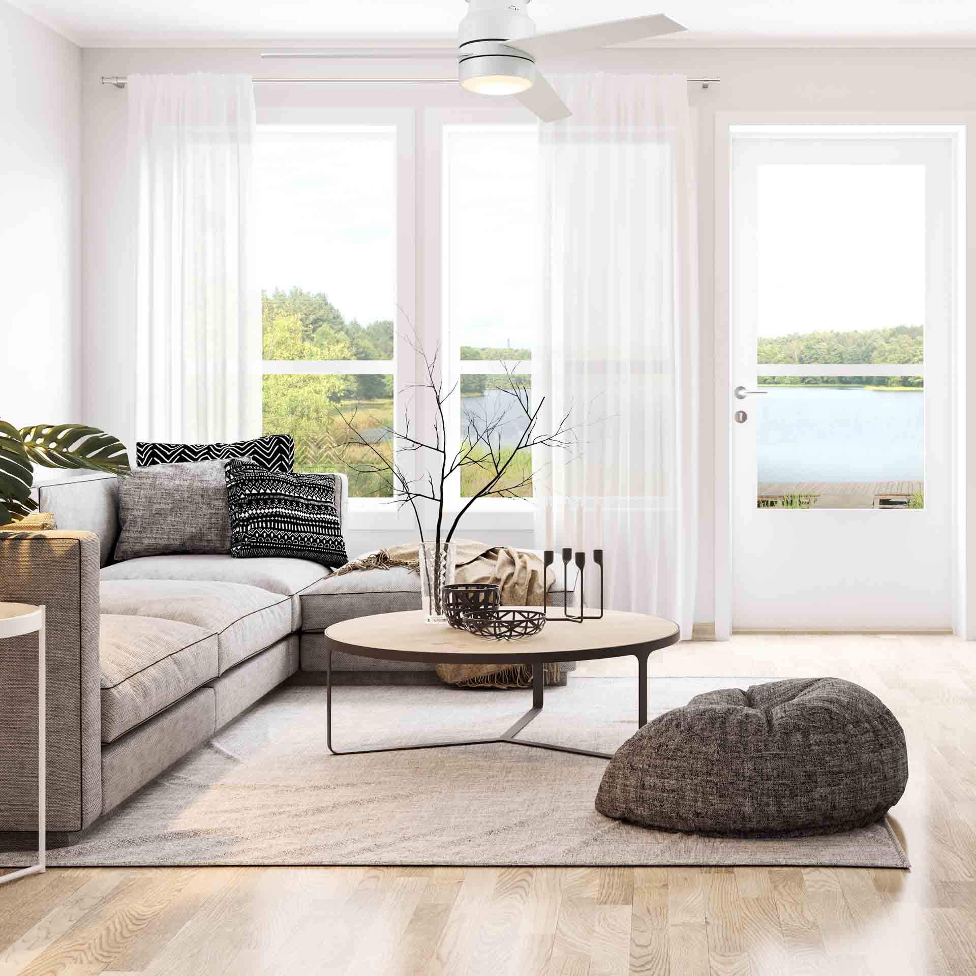 Smafan Ranger Smart Ceiling Fan blends elegantly into its surroundings while providing a cooling effect and strong airflow that large indoor living spaces need. Ranger’s energy-efficient LED light kit has 3000 lumens and lasts over 50000+ hours and its warm soft white light creates an inviting space. Ranger’s energy-efficient and completely silent motor provides a comfortable environment for any indoor spaces.