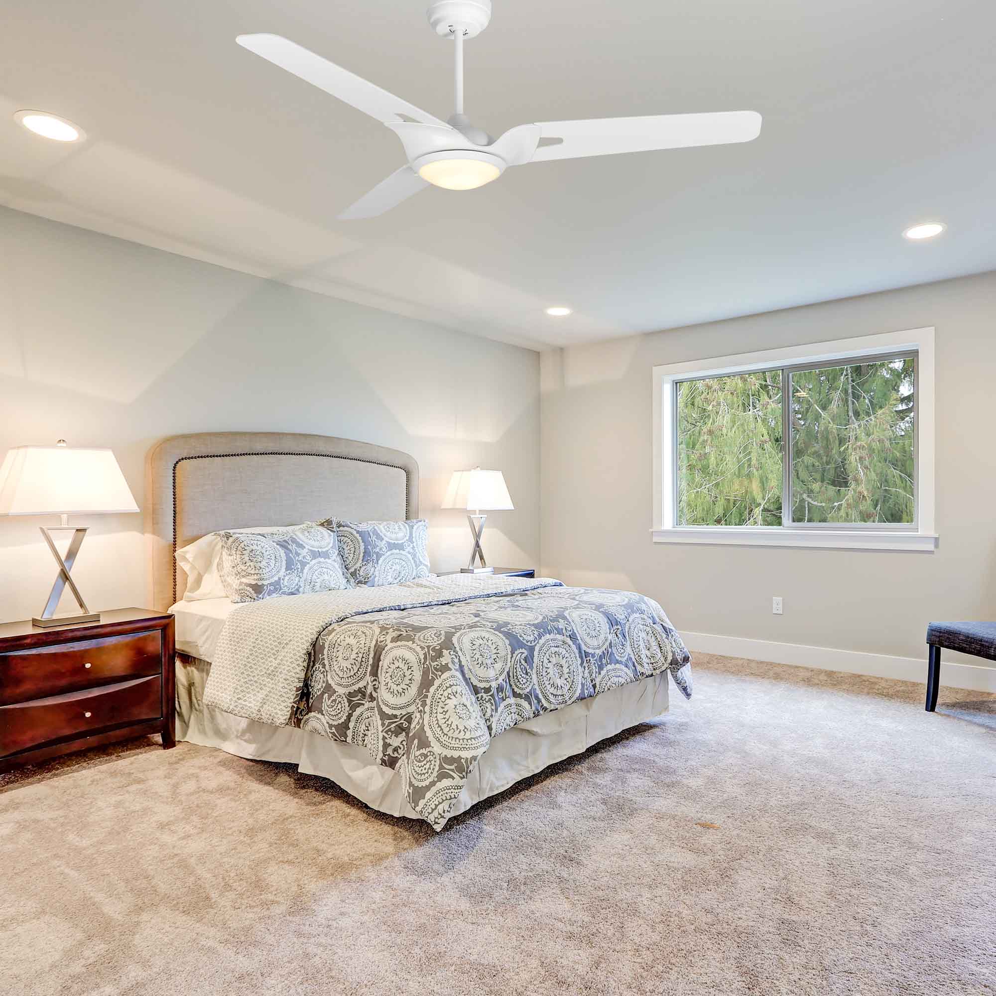 Innovator 56" 3-Blade Smart Ceiling Fan with LED Light Kit & Remote - White case with white blades