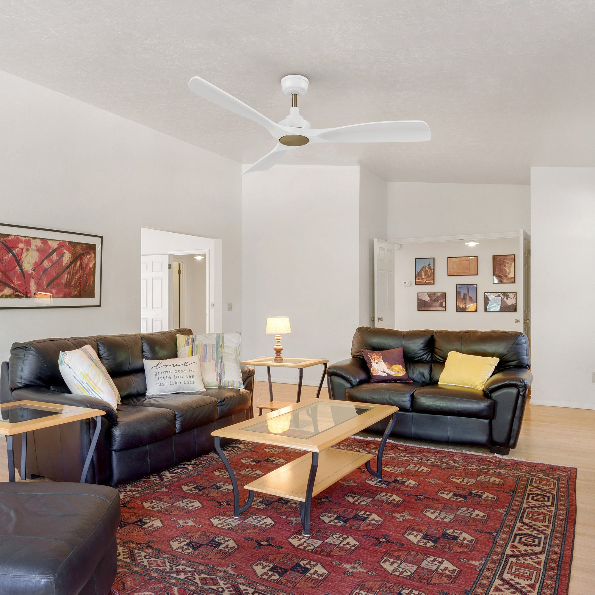 This Kilkeel 52" smart ceiling fan keeps your space cool, bright, and stylish. It is a soft modern masterpiece perfect for your large indoor living spaces. This Wifi smart ceiling fan is a simplicity designing with White finish, use very strong ABS blades. The fan features Remote control, Wi-Fi apps, Siri Shortcut and Voice control technology (compatible with Amazon Alexa and Google Home Assistant ) to set fan preferences.