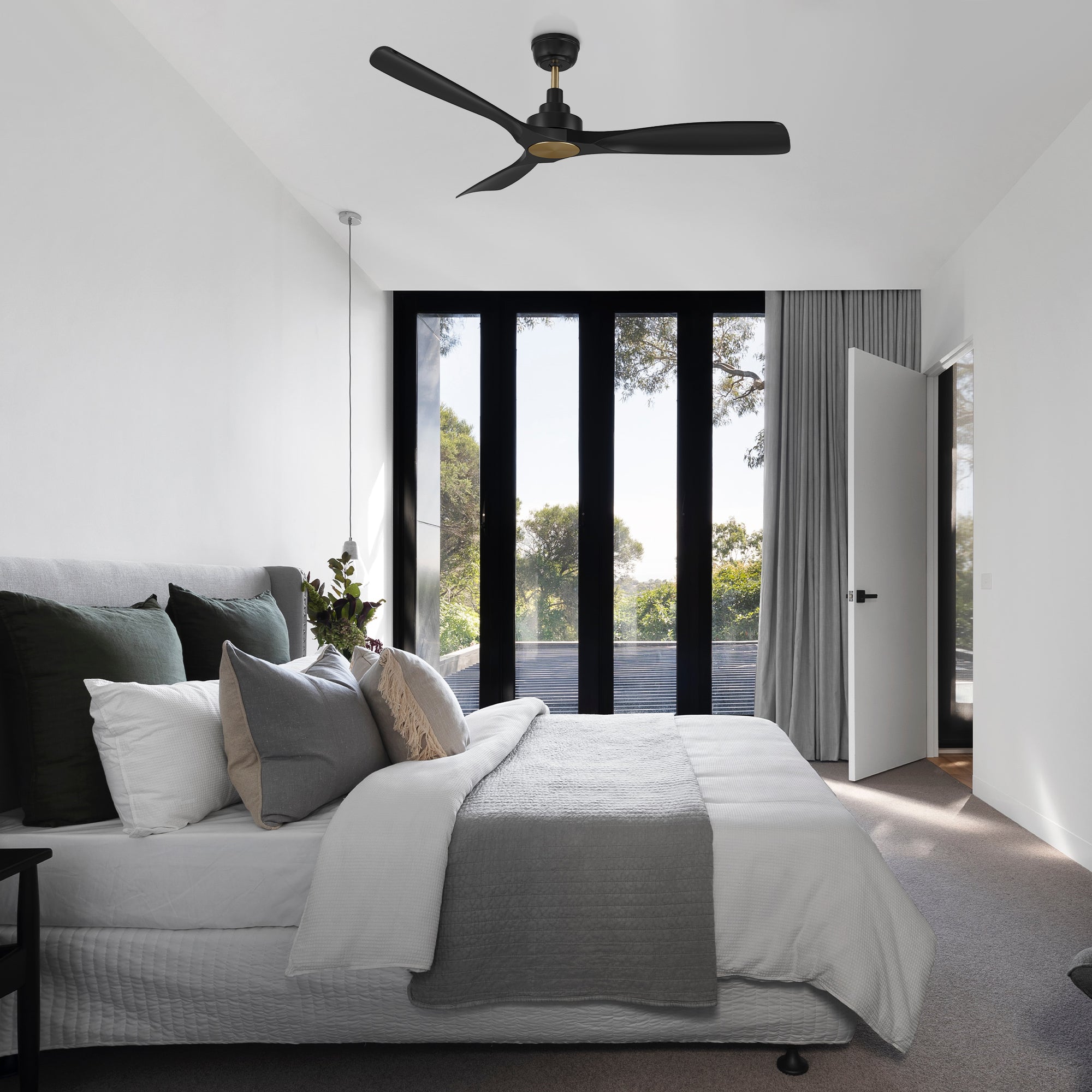 This Kilmory 52" ceiling fan keeps your space cool and stylish. It is a soft modern masterpiece perfect for your large indoor living spaces. This ceiling fan is a simplicity designing with Black finish, use very strong ABS blades. The fan features Remote control to set fan preferences.