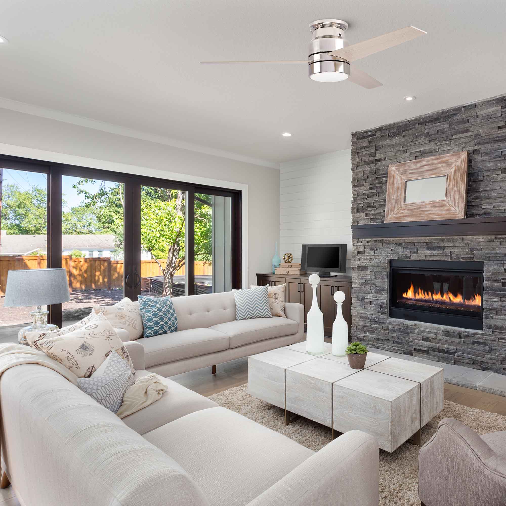 Smafan Ranger Smart Ceiling Fan blends elegantly into its surroundings while providing a cooling effect and strong airflow that large indoor living spaces need. Ranger’s energy-efficient LED light kit has 3000 lumens and lasts over 50000+ hours and its warm soft white light creates an inviting space. Ranger’s energy-efficient and completely silent motor provides a comfortable environment for any indoor spaces.