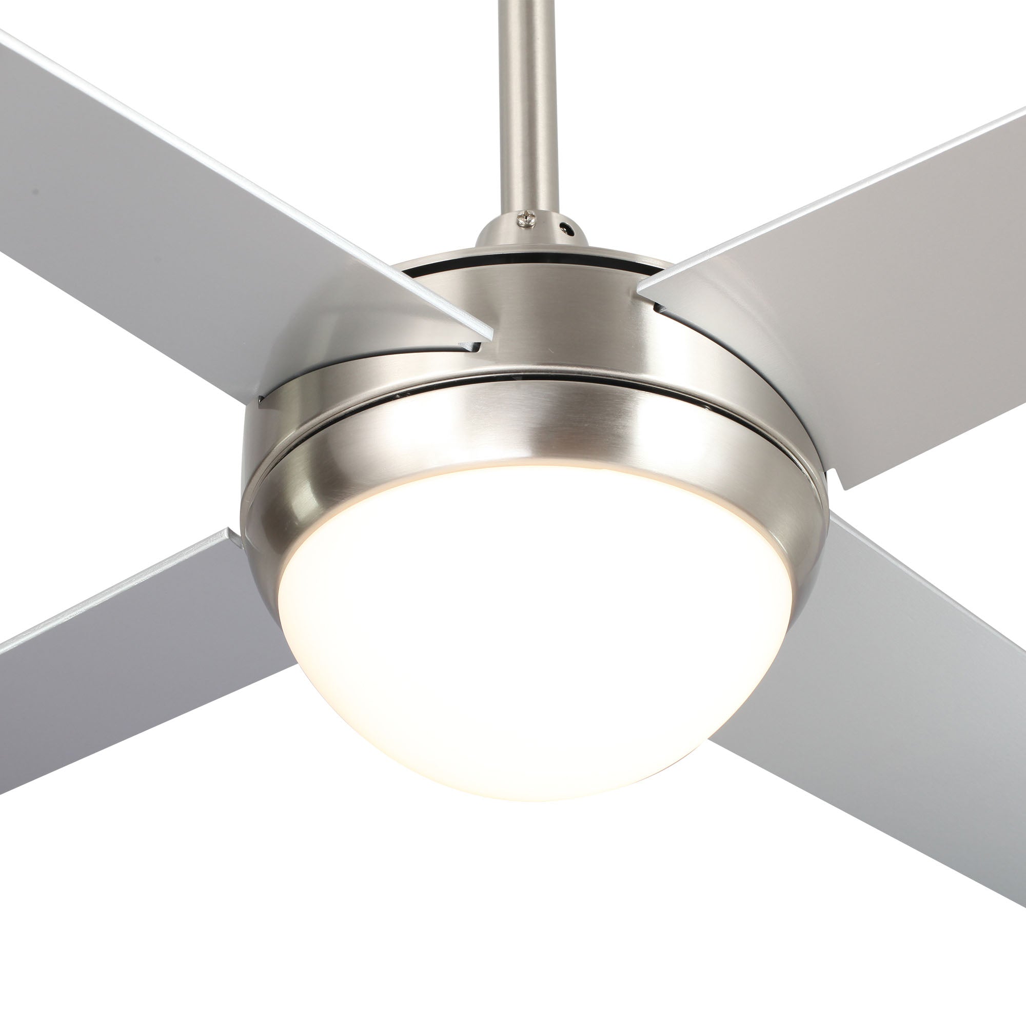 Carro Nova 48 inch Smart Ceiling Fan With LED Light Kit-silver base with white blades.