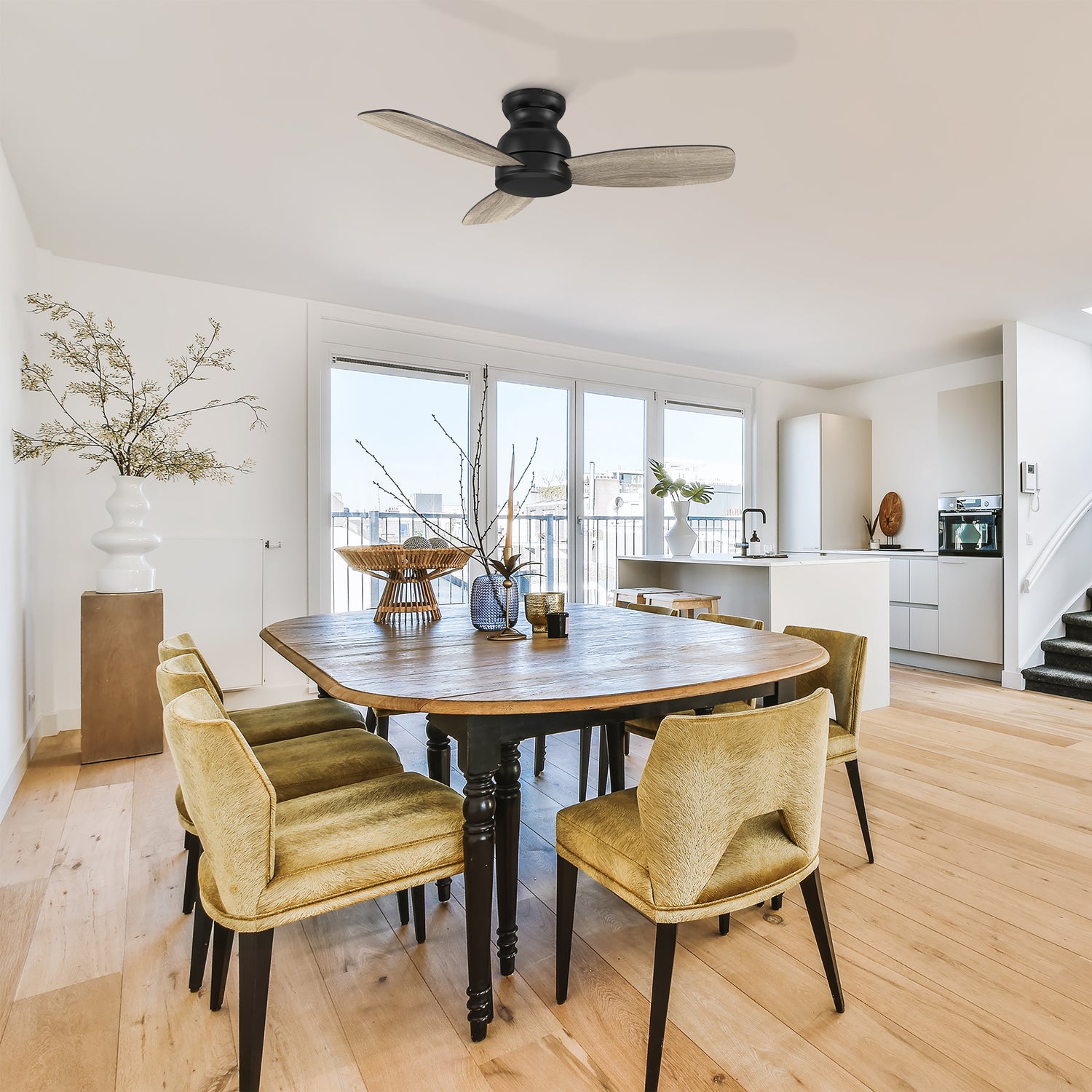 Enjoy a cooling breeze and relaxing controling in an elegant space with the Smafan Osborn 44 inch indoor ceiling fan. The fan is equipped with the latest motor and controling technology with a stylish exterior to suit the décor of your preference. The fan features a charming wood / white finish and sleek blades to cooling up your indoor living spaces.