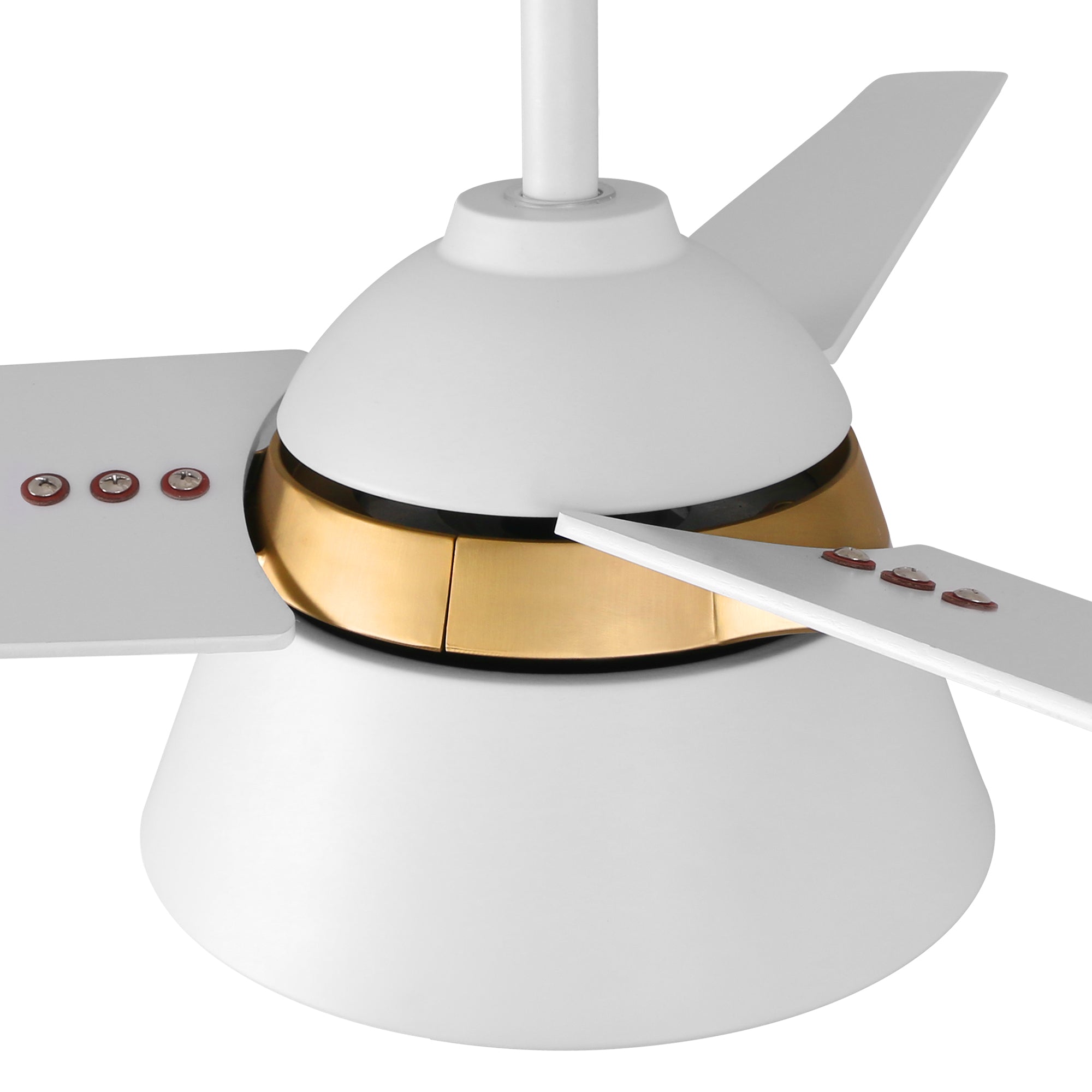 This Smafan Lismore 48" Ceiling Fan designed with long squared blades in a black finish, elegant gold accents, and a flushed light cover, the Smafan Lismore 48” ceiling fan is sure to elevate any room in your home.
