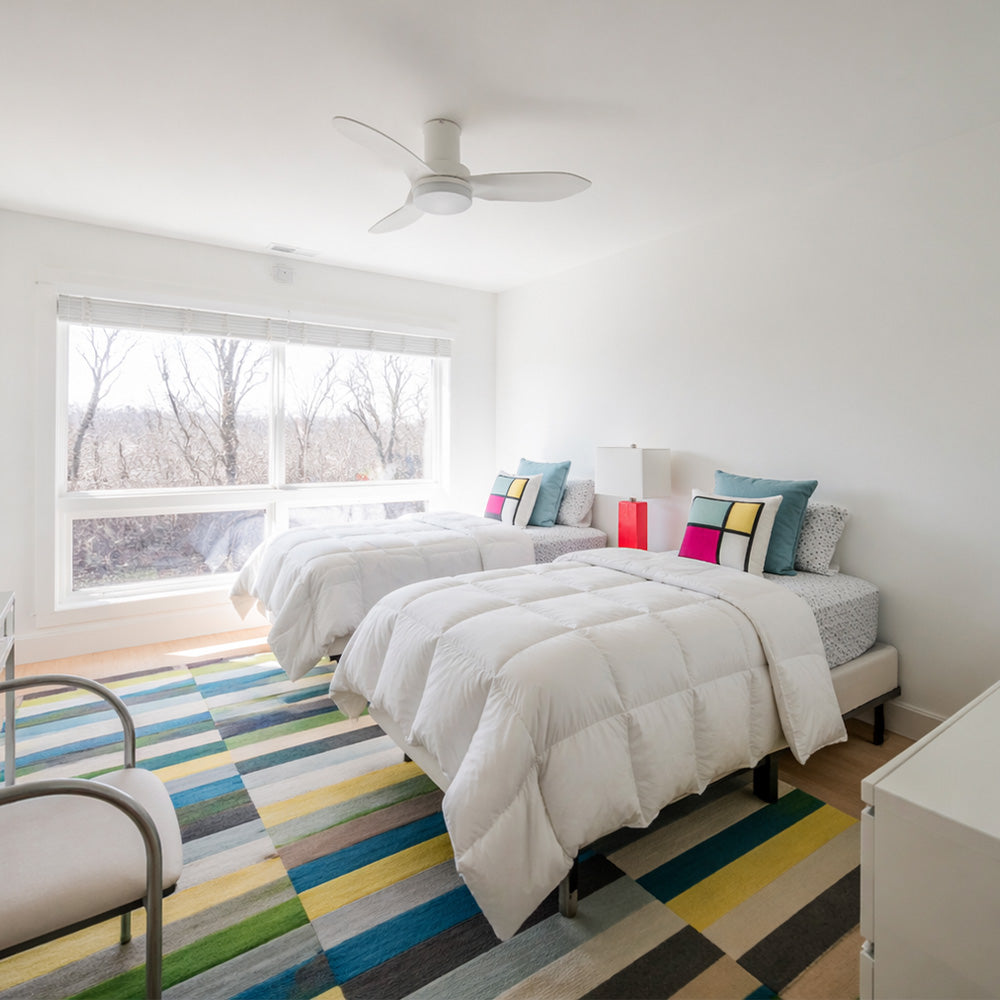 Designed to cool and light even the smallest of spaces, the Smafan Prescott 36” smart ceiling fan is created with revolutionary motor and lighting technology for a remarkable performance. The Prescott features a crisp and white finish with elegant blades and modern accents to perfectly complement the décor of your preference.