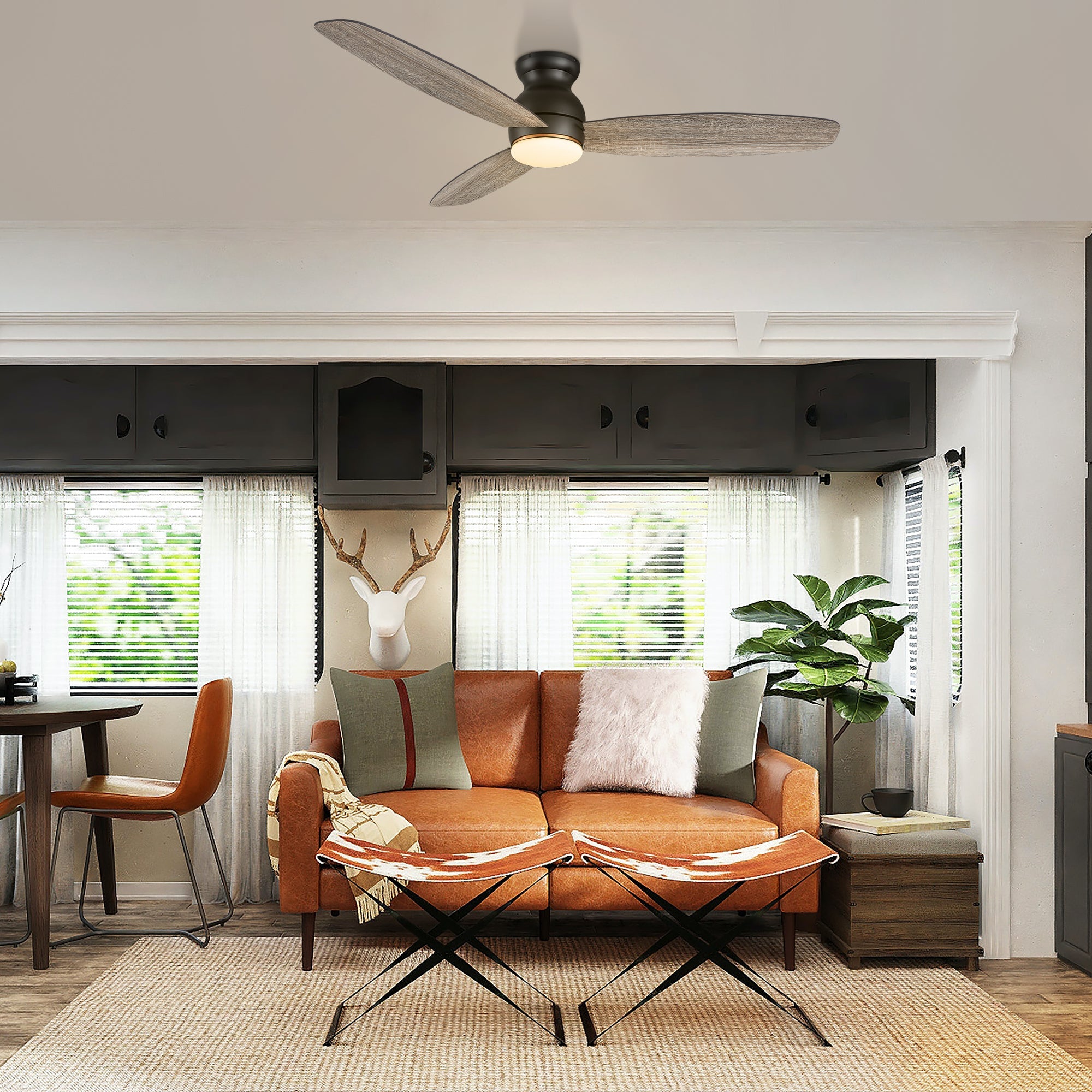 Create the home environment of your dreams with the versatile and powerful Arran 44 /48 /60 inches modern ceiling fan with lights! On the inside, The remote control ceiling fan features advanced motor and lighting technology for energy efficiency and precise control. On the outside, the Arran low profile ceiling fan features a sleek silhouette, elegant blades, and a timeless black or white finish for the ideal fit in any home interior!