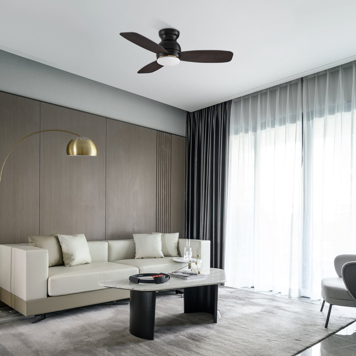 Create the home environment of your dreams with the versatile and powerful Arran 44 /48 /60 inches modern ceiling fan with lights! On the inside, The remote control ceiling fan features advanced motor and lighting technology for energy efficiency and precise control. On the outside, the Arran low profile ceiling fan features a sleek silhouette, elegant blades, and a timeless black or white finish for the ideal fit in any home interior!