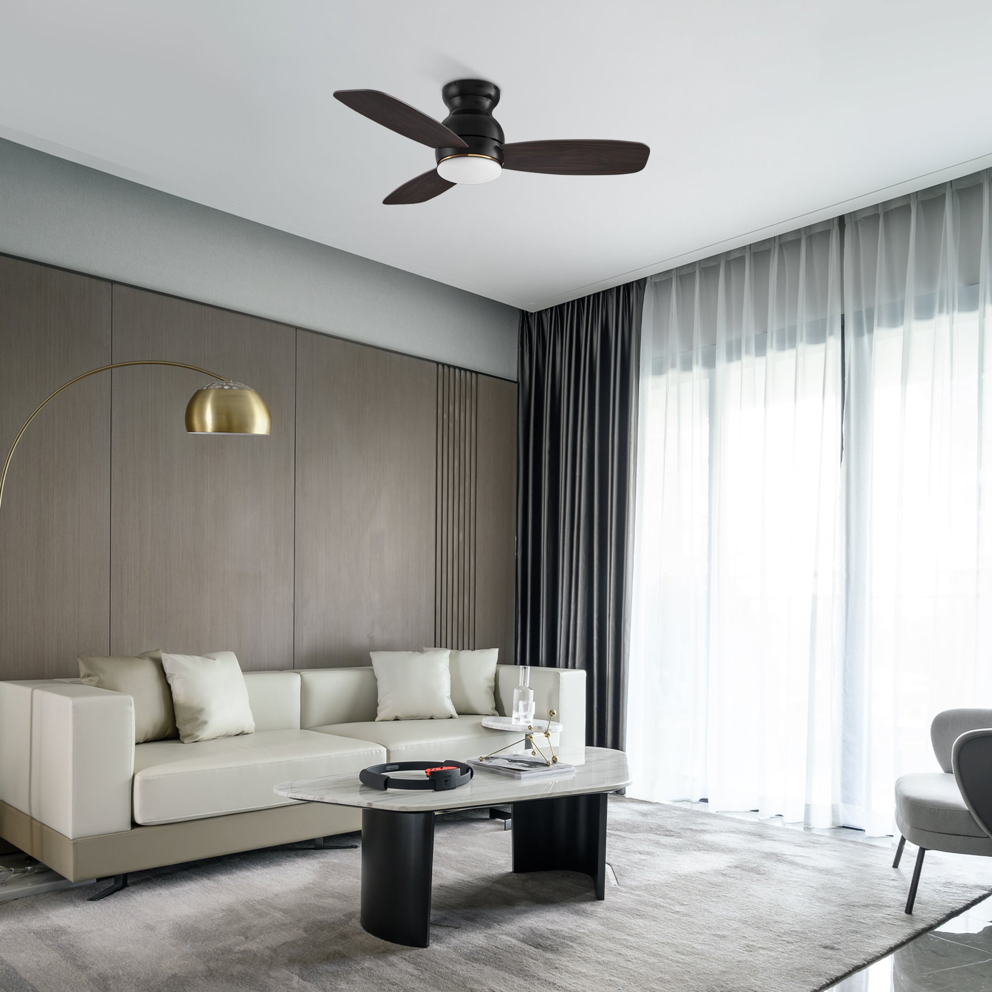 Create the home environment of your dreams with the versatile and powerful Arran 44 /48 /60 inches modern ceiling fan with lights! On the inside, The remote control ceiling fan features advanced motor and lighting technology for energy efficiency and precise control. On the outside, the Arran low profile ceiling fan features a sleek silhouette, elegant blades, and a timeless black or white finish for the ideal fit in any home interior!