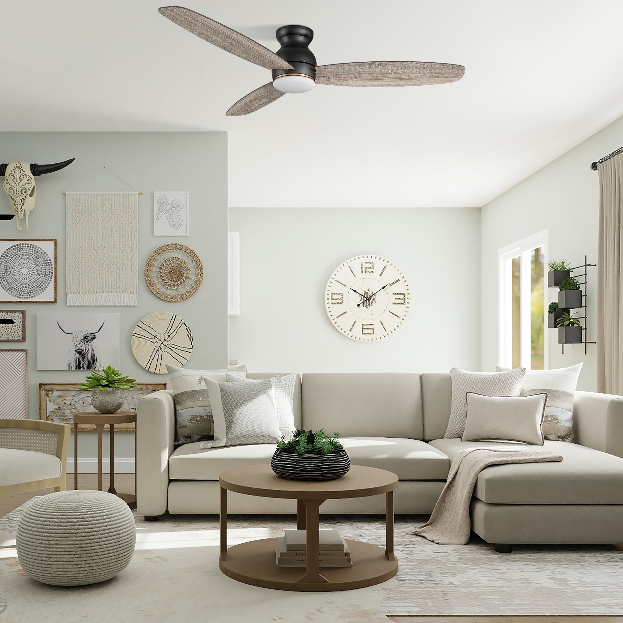 Create the home environment of your dreams with the versatile and powerful Arran 44 /48 /60 inches modern ceiling fan with lights! On the inside, The remote control ceiling fan features advanced motor and lighting technology for energy efficiency and precise control. On the outside, the Arran low profile ceiling fan features a sleek silhouette, elegant blades, and a timeless black or white finish for the ideal fit in any home interior!