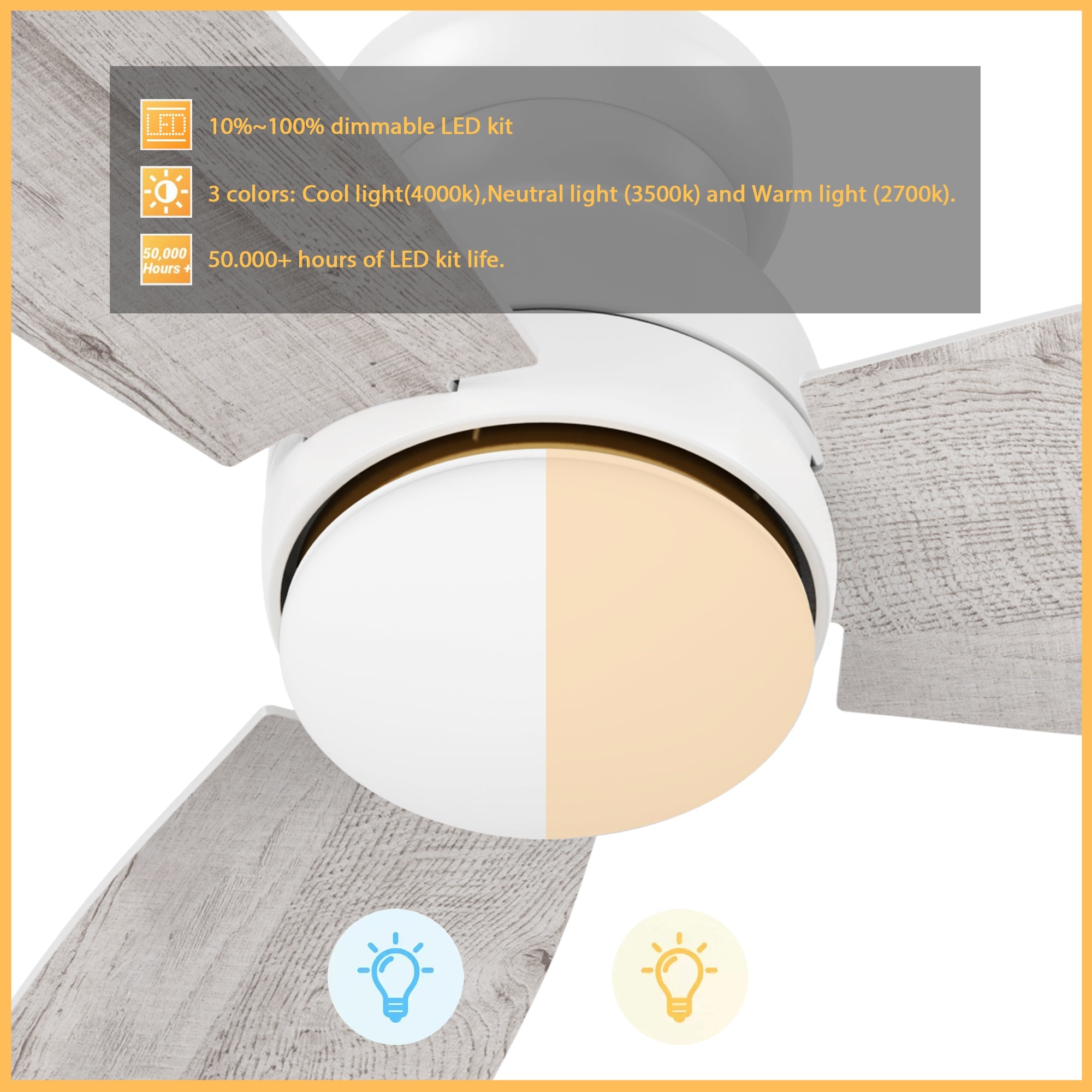Create the home environment of your dreams with the versatile and powerful Arran 44 /48 /60 inches modern ceiling fan with lights! On the inside, The remote control ceiling fan features advanced motor and lighting technology for energy efficiency and precise control. On the outside, the Arran low profile ceiling fan features a sleek silhouette, elegant blades, and a timeless black or white finish for the ideal fit in any home interior!