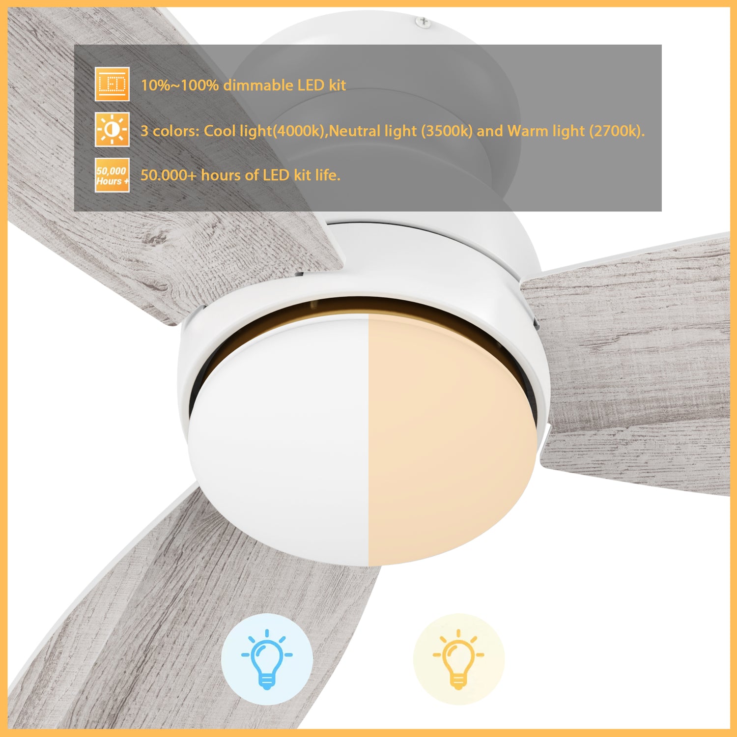 Create the home environment of your dreams with the versatile and powerful Arran 44 /48 /60 inches modern ceiling fan with lights! On the inside, The remote control ceiling fan features advanced motor and lighting technology for energy efficiency and precise control. On the outside, the Arran low profile ceiling fan features a sleek silhouette, elegant blades, and a timeless black or white finish for the ideal fit in any home interior!