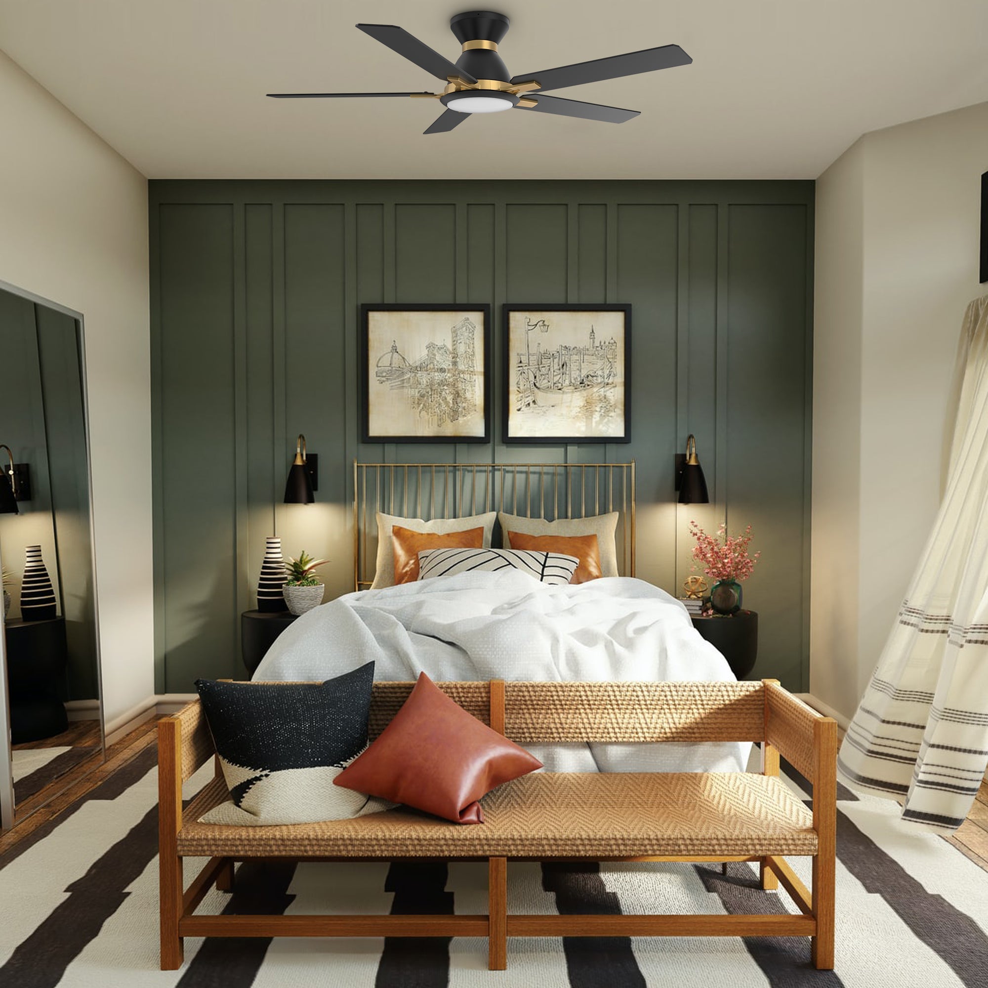 Sophistication, silence, and speed come together to create the revolutionary Byrness 52/60 inches modern ceiling fan. Equipped with the latest motor and lighting technology and designed to meet the latest design trends, the black and gold ceiling fan delivers the perfect amount of comfort and style to any space. Select from the bold black ceiling fan, ideal for eclectic rooms, or the simple white finish to complement any space with minimalist decor.