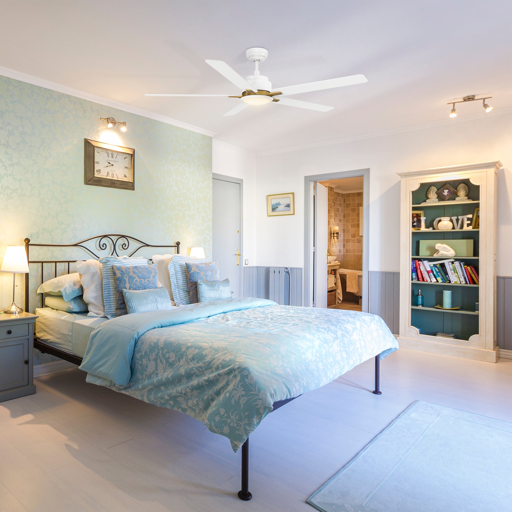 This Kyra 60" ceiling fan keeps your space cool, bright, and stylish. It is a soft modern masterpiece perfect for your large indoor living spaces. This ceiling fan is a simplicity designing with Black finish, use elegant Plywood blades and has an integrated 4000K LED cool light. The fan features Remote control to set fan preferences.