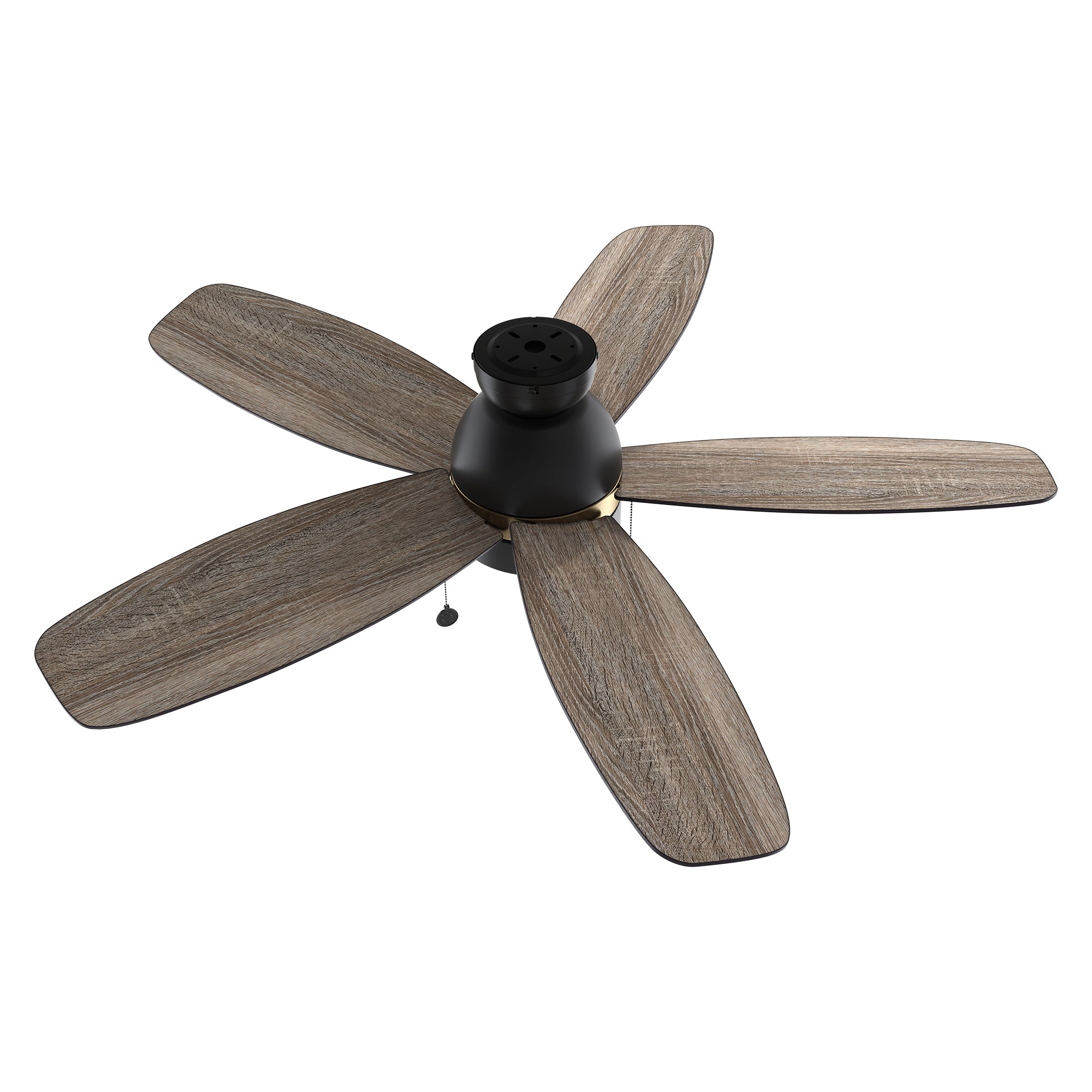 Carro flush mount Treyton 52 inch pull chain ceiling fan with 5 blades, light wood design.