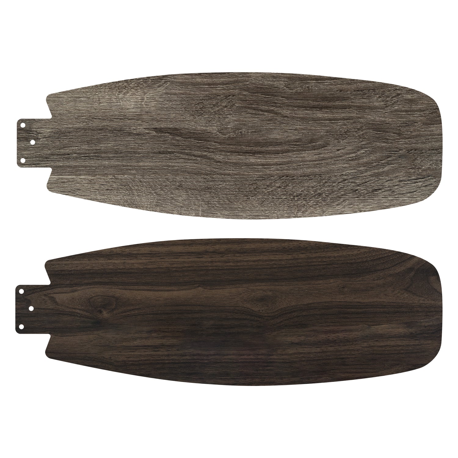 A close up detail of Carro Troyes 52 inch pull-chain ceiling fan with light, with 3 reversible plywood fan blades.