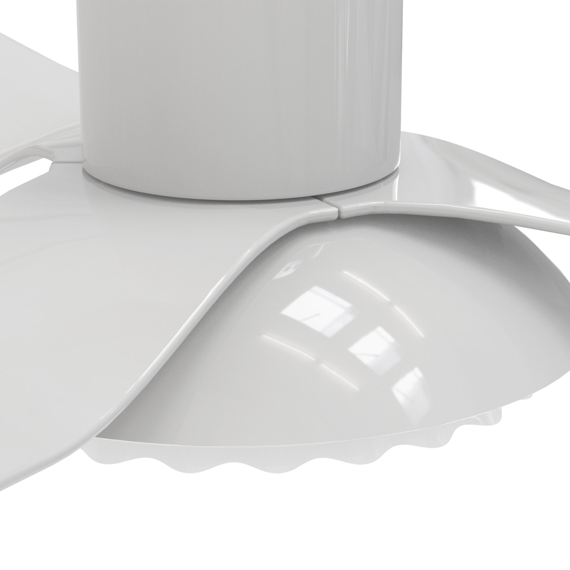 A close-up detail of Smafan Daisy 52 inch flush mount smart ceiling fan with 3 blades and a 52-inch blade sweep has a charming blossoming flower appearance.