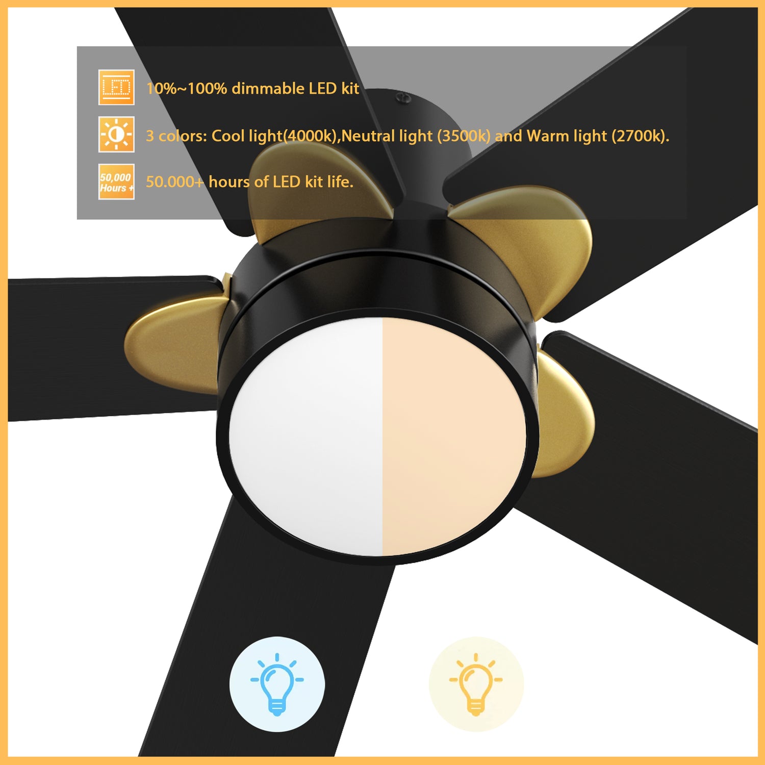This Harlem 52" smart ceiling fan keeps your space cool, bright, and stylish. It is a soft modern masterpiece perfect for your large indoor living spaces. This Wifi smart ceiling fan is a simplicity designing with Black finish, use elegant Plywood blades and has an integrated 4000K LED cool light. The fan features Remote control, Wi-Fi apps, Siri Shortcut and Voice control technology (compatible with Amazon Alexa and Google Home Assistant ) to set fan preferences.